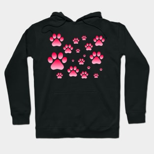 Pink Ombre Pawprint Pattern Hoodie